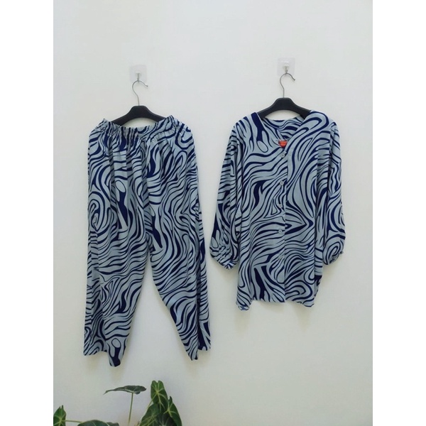 STELAN MAMA ROSA RAYON MOTIF ZEBRA/KANCING(COD)ONE SET TERBARU/VIRAL KEKINIAN