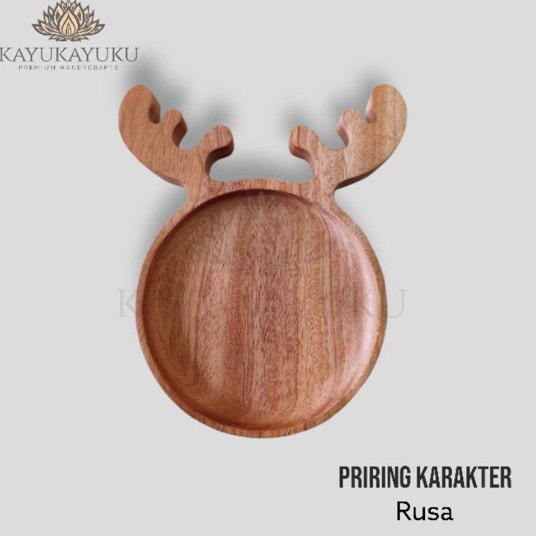 Piring Makan Anak / Piring Kayu Karakter Model Rusa | CG.02Jl22ғ