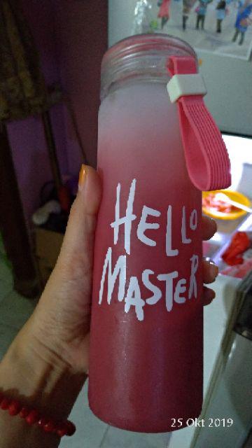 Botol Kaca Hello Master 480 Ml + Pouch Busa / Sarung Busa