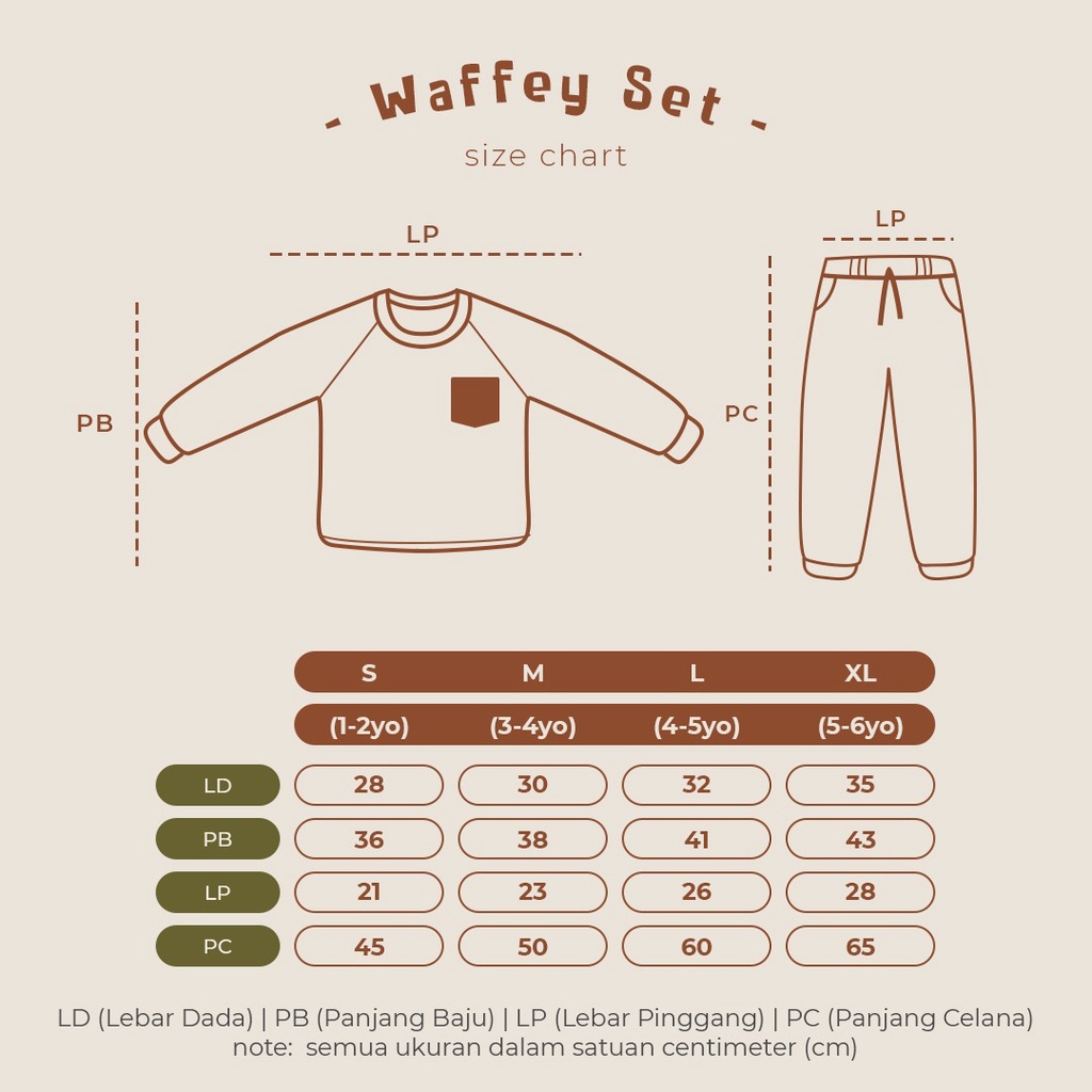 Waffey Set Anak 1-6 Tahun - Setelan Baju Panjang Wafey Piyama Anak Unisex Beeboo Design