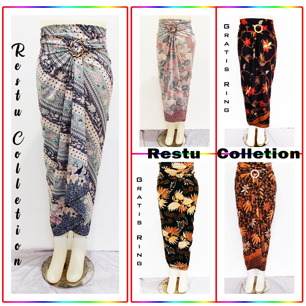 Restu Colletion-Rok Kain Lilit Batik Wanita Murah Modern Premium Allsize 50 Motif Gratis Ring