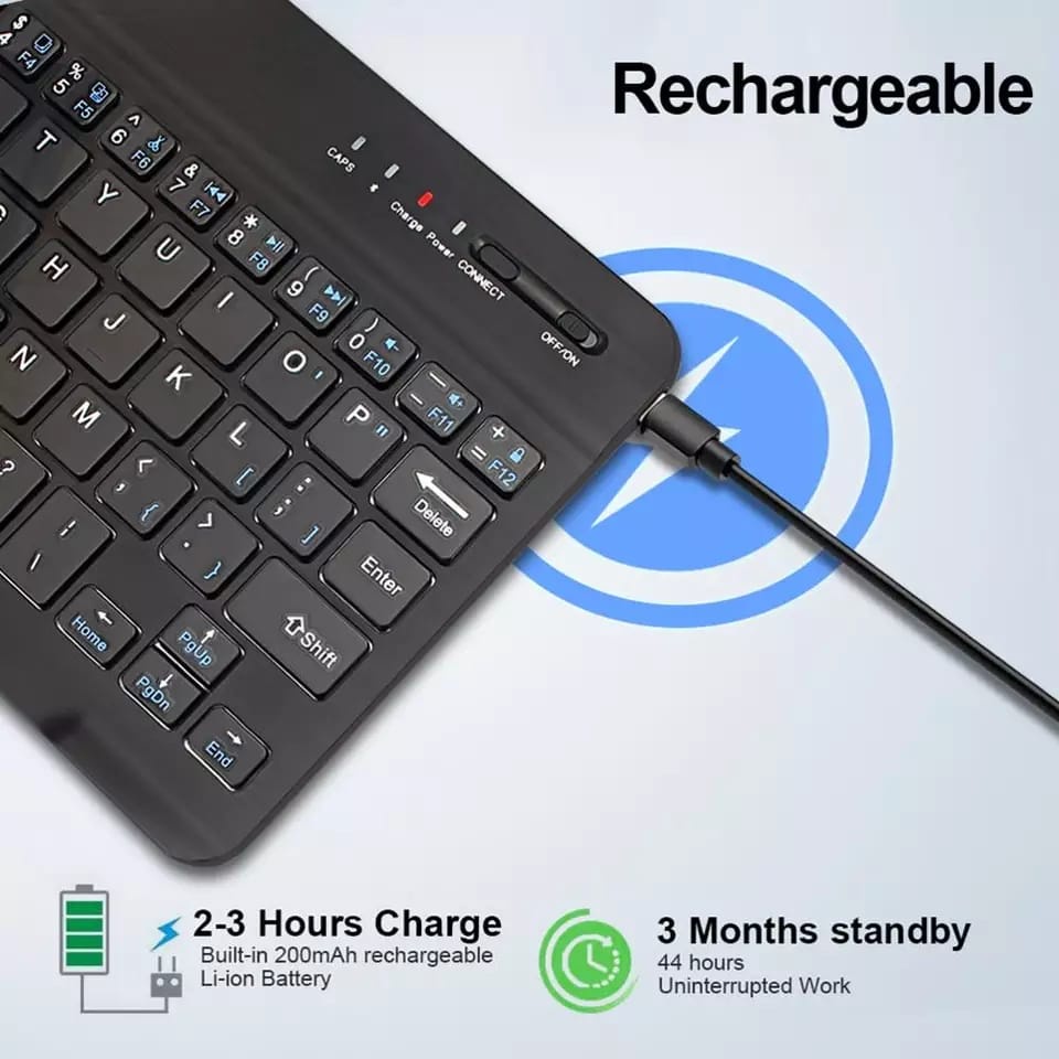 Keyboard Wireless Bluetooth Keyboard Rechargeable 150 mAh