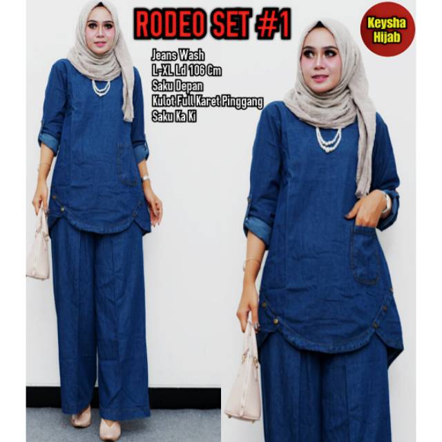 RODEO SET #1 SETELAN KULOT JEANS WASHED