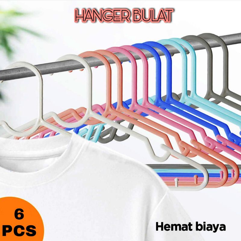 HANGER BAJU PLASTIK BULAT [HITAM &amp; WARNA]