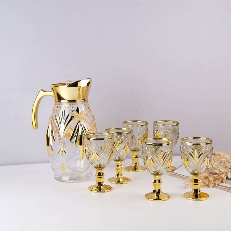 DRINKING/PITCHER SET GOLD MOTIF B