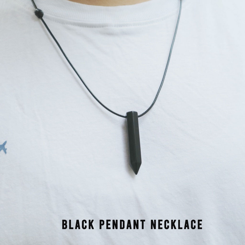 Kalung Tali Pria Liontin Black Jade Pendant Hitam Premium Necklace Cowo