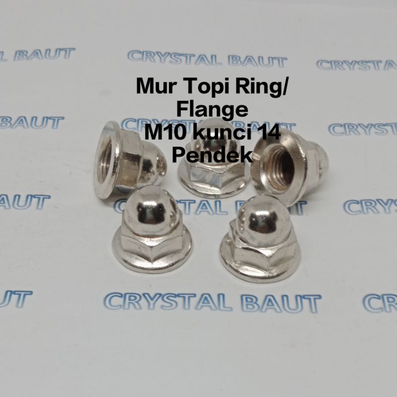 Mur Topi Ring/Flange M10 Buat Baut Kunci 14