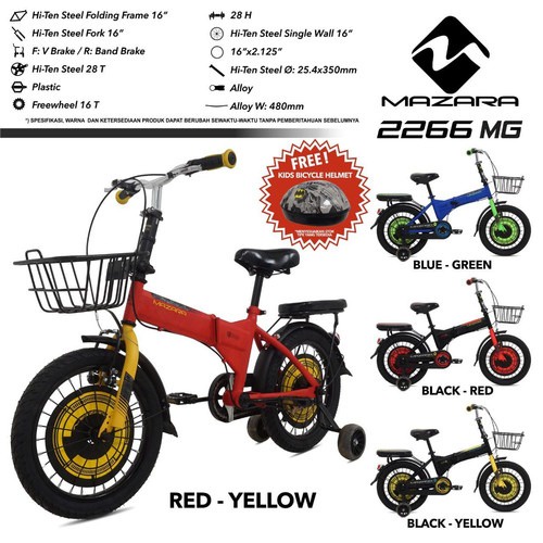 Sepeda Lipat Anak Folding Bike Mazara MZ 2266 MG 16