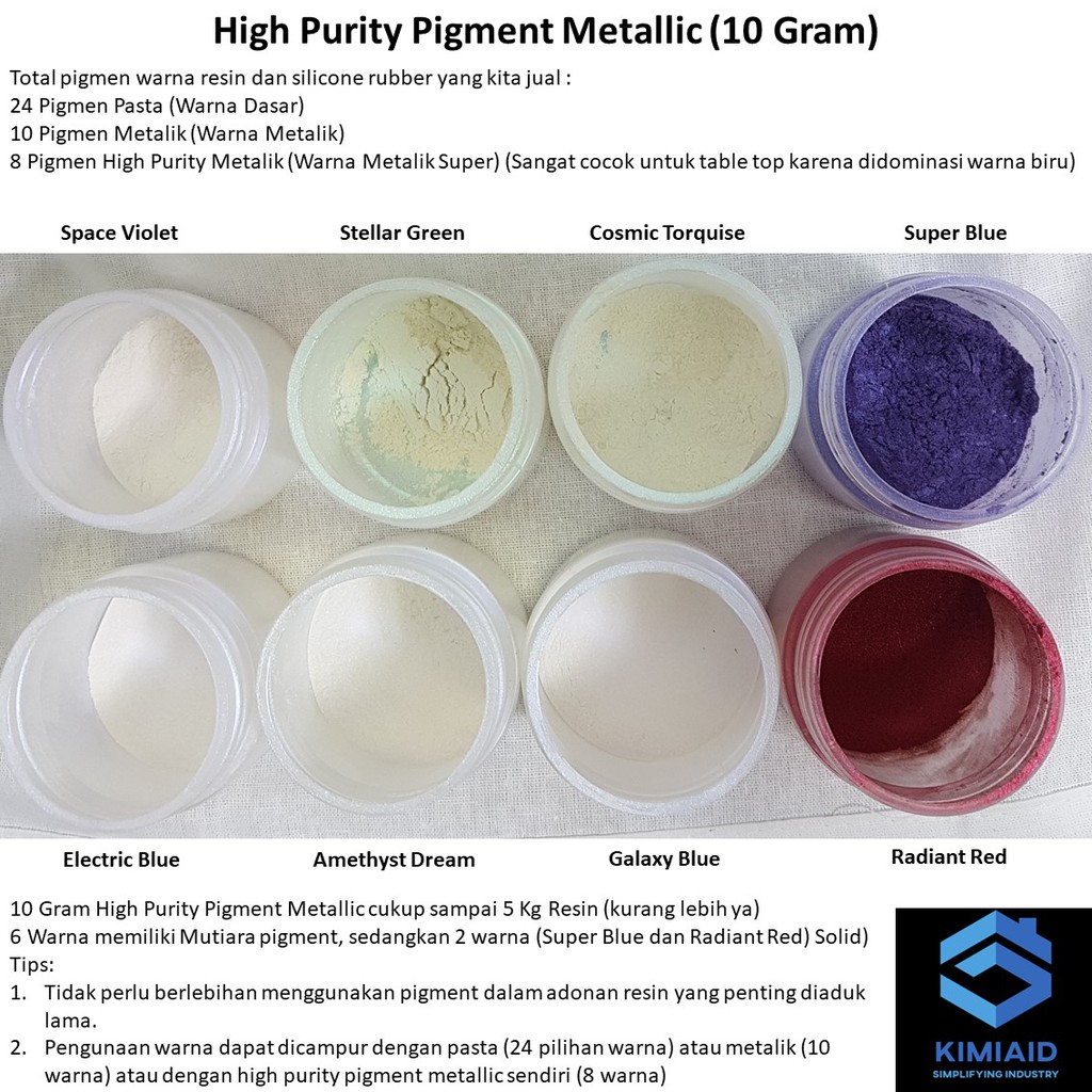 High Purity Pigment - 10 Gram - Bubuk Pigmen Cat Resin Pewarna - Cat Semprot Cat Metalik