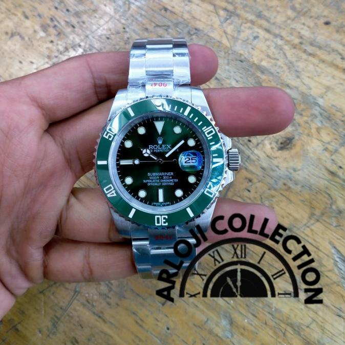 JAM TANGAN ROLEX HULK SUBMARINER 116610LV GREEN COPY CLONE SAPHIRE