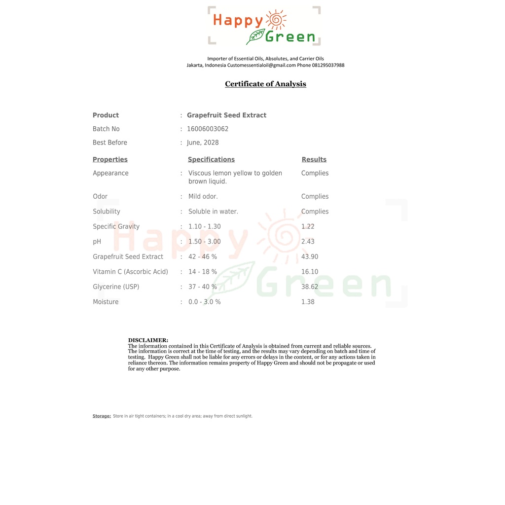 Happy Green Grapefruit Seed Extract - Ekstrak Biji Jeruk Grapefruit