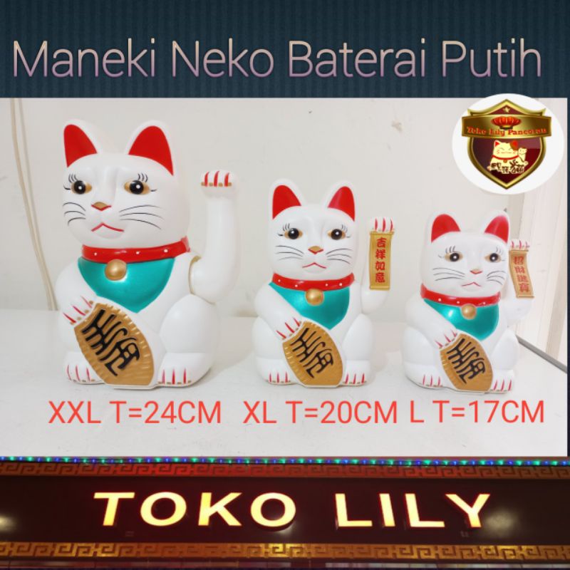 Maneki Neko Putih Klasik / Kucing Hoki Jepang / Lucky Cat Putih / Kucing Pemanggil Rezeki