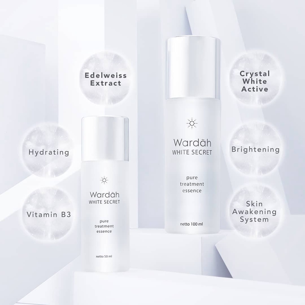 WARDAH White Crystal Secret Series - Hydrating Whitening Day Night Cream Toner Essence Serum