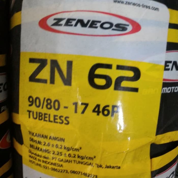 New Ban zeneos tubeless 90/80-17 zn62 zn 62