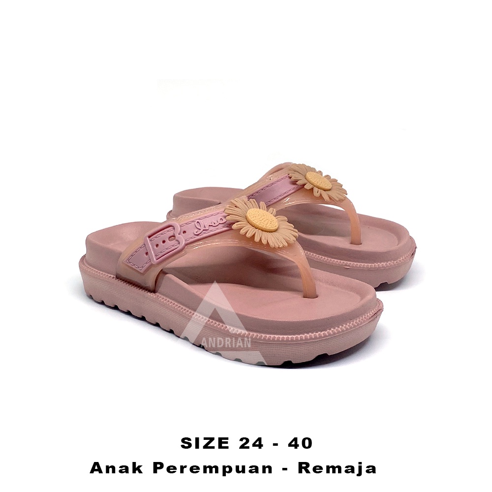 IRSOE sandal jepit anak perempuan / motif bunga matahari yang model terbaru