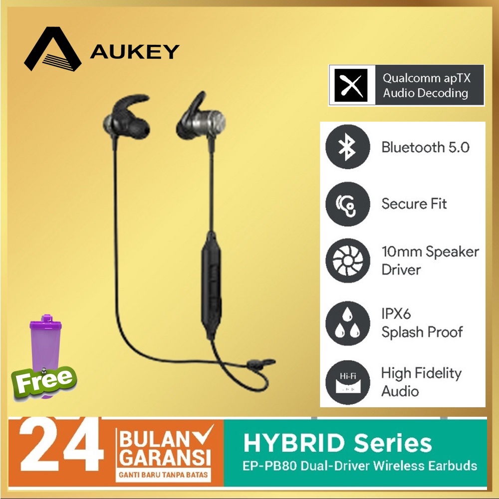 Aukey EP-B80 Hybrid Dual-Driver Wireless Earbuds Headphones EPB80