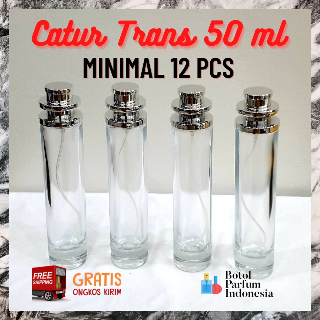 BOTOL PARFUM KOSONG SPRAY KACA 50 ML (CATUR TRANSPARAN 50 ML)