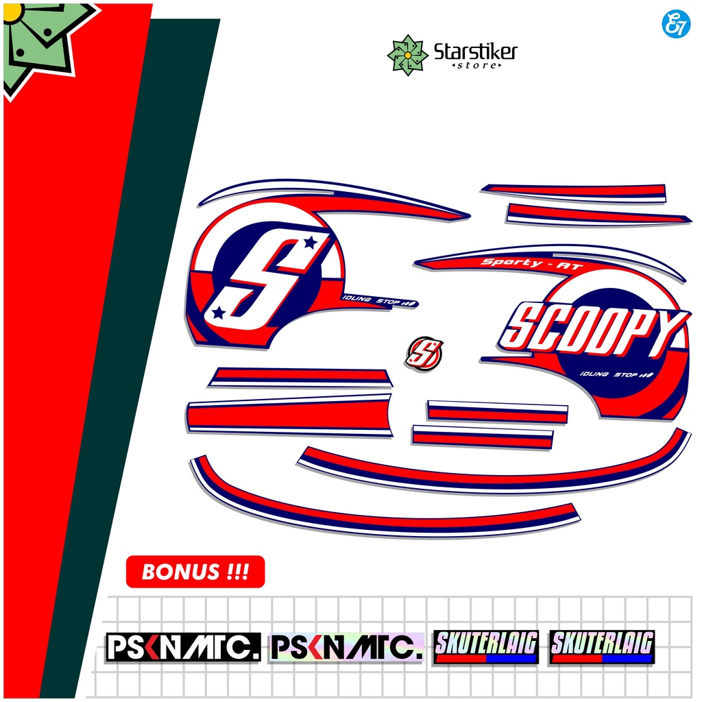 STRIPING SCOOPY / POLA ORI / SCOOPY / 2017 / STIKER / STICKER / VARIASI / PRINTING  / SIMPLE / PO1