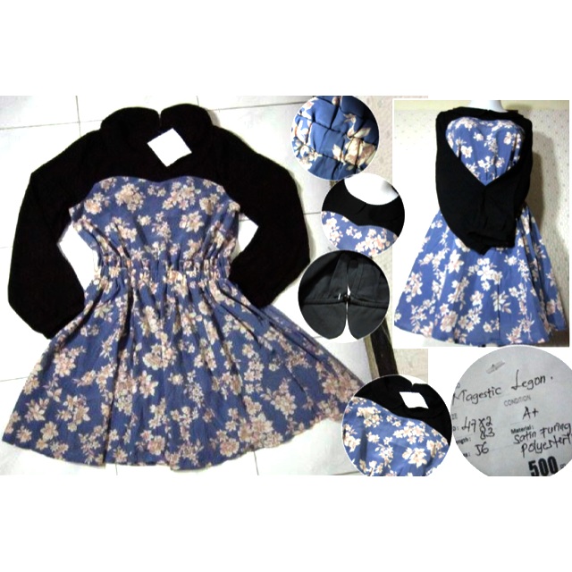 Dress kembang bunga lengan panjang