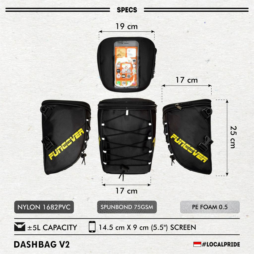 Dashbag TankBag Tas Box HP GPS Selempang Slingbag Tas Setang Sepeda Motor Waterproof