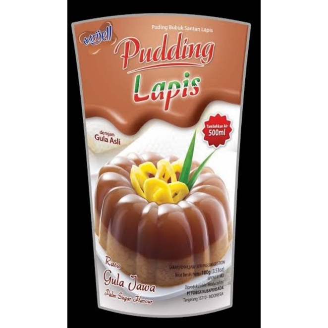 Pudding susu lapis Nutrijell Gula Jawa Puding Santan 100g Nutrijel