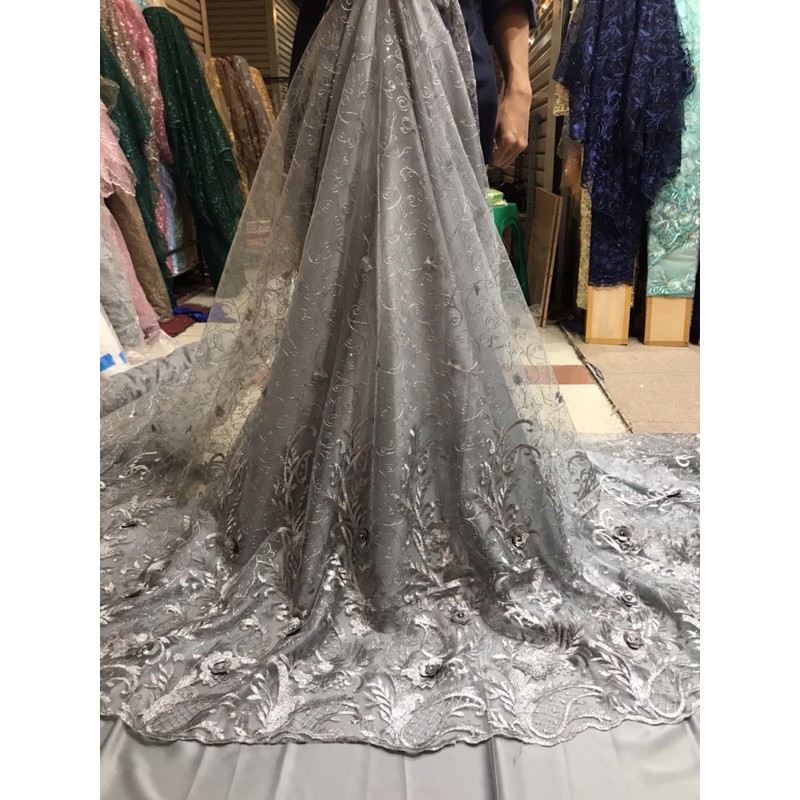 MURAH!! kain bahan tille 3d mutiara / bahan kebaya brokat Tulle (3D BARU).