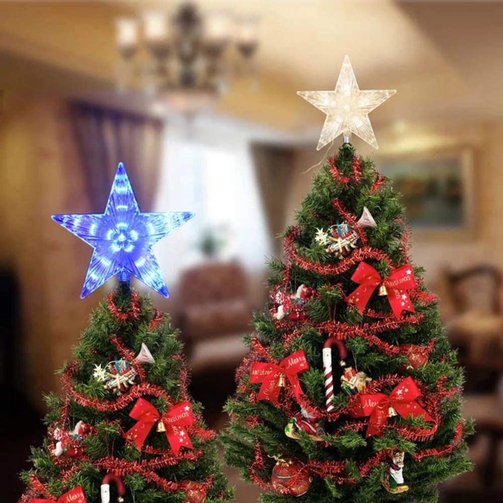 1Pc Color Changing Flashing Waterproof Five-pointed Star LED Light For Christmas Tree Top Decor