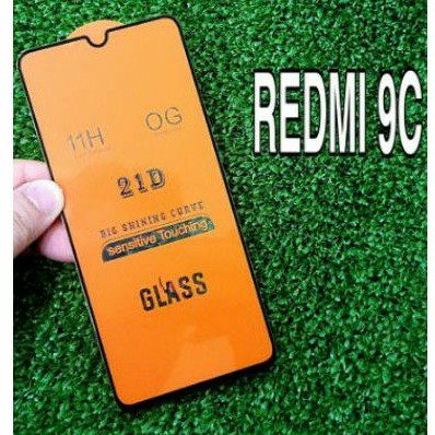 Temper tempered glass anti gores kaca list hitam full glue full cover 5D 21D 99D xiomi redmi 9C