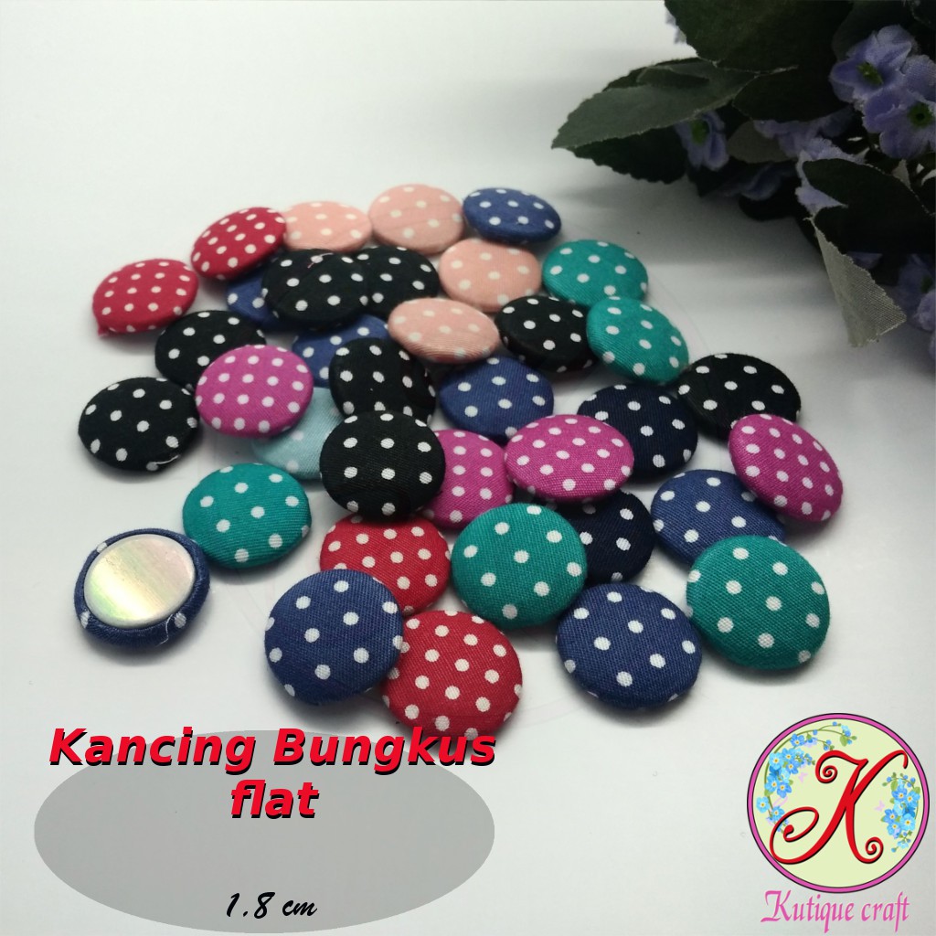 Kancing Bungkus Flat 1,8cm Polka per 50 pcs