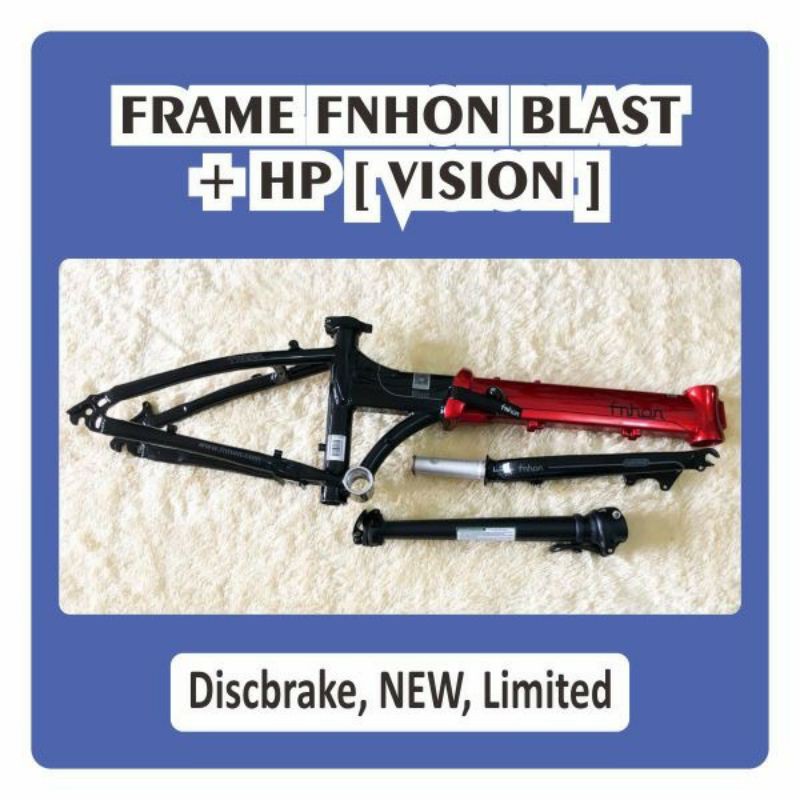 Frame &amp; Hp Fnhon Blast vision Black Red Discbrake Merah Hitam Handlepost Sepeda Lipat 2 warna