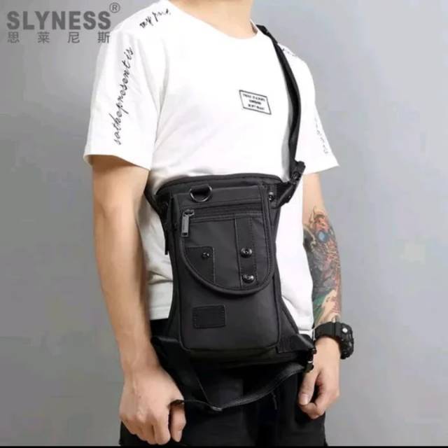 Tas kulit gadget selempang paha multifungsi