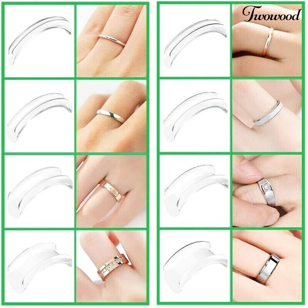 8 Pcs Alat Pengatur Ukuran Cincin Bahan TPU Transparan