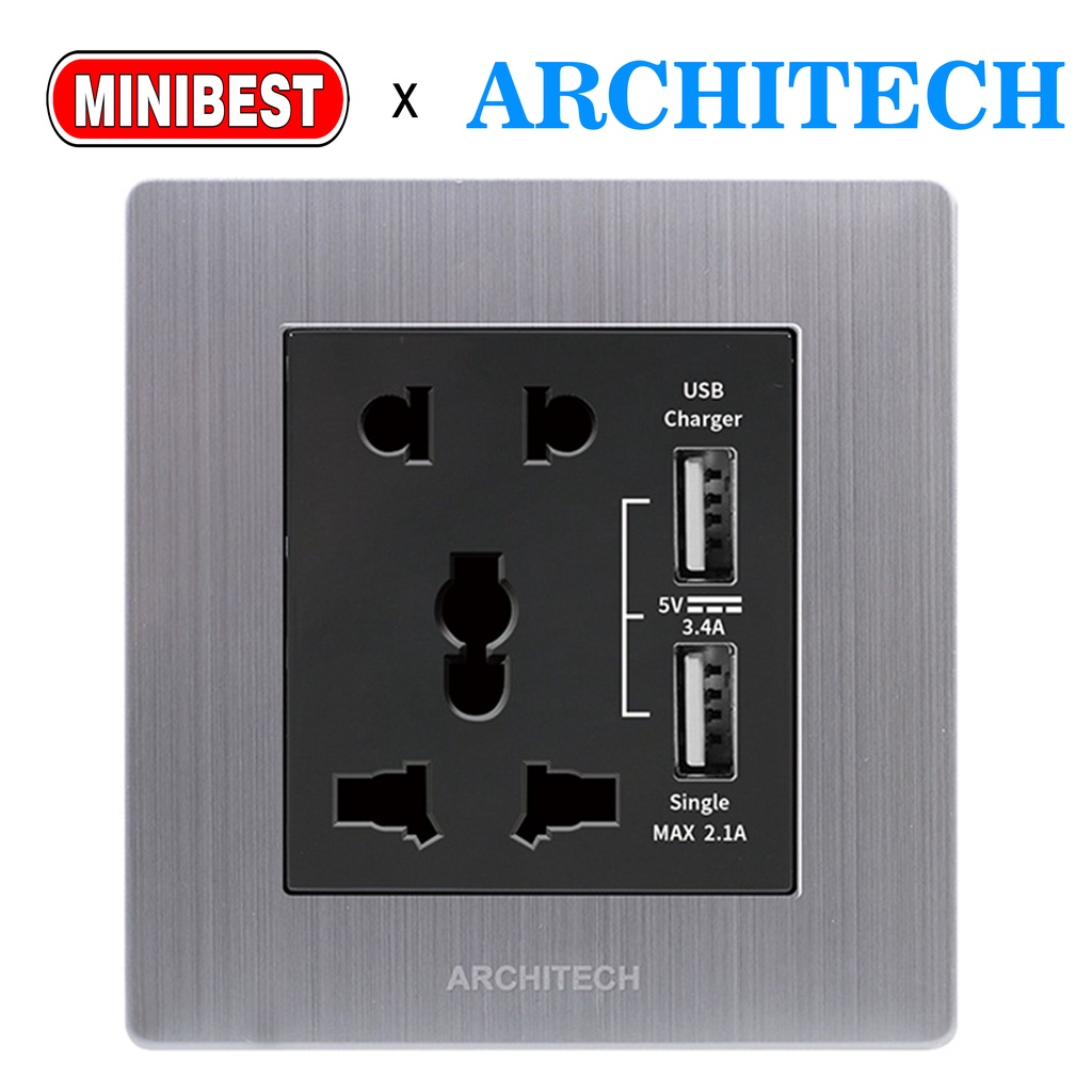 MINIBEST ARCHITECH VENUS A69 SILVER / SAKLAR USB / STOP KONTAK COLOKAN VENUS NEW 2.3