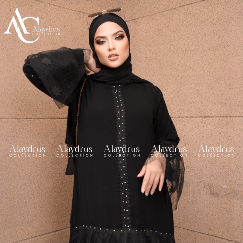 Abaya Dress Maxi Arab Saudi Kombinasi Brukat Maimun