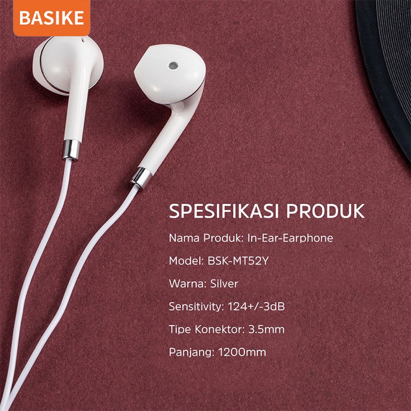 Headset Gaming BASIKE Wired Earphone With Mikrofon Super Bass mic Android Universal Original COD