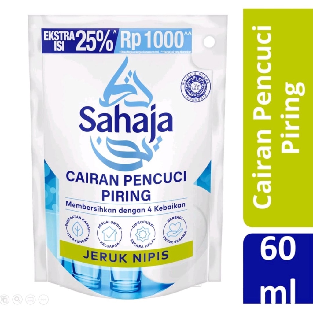 SAHAJA Sabun Cuci Piring Jeruk Nipis Pouch 60 mL