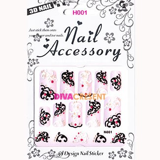 ISI 2 PACK 3D NAIL ART STICKER H001-H012