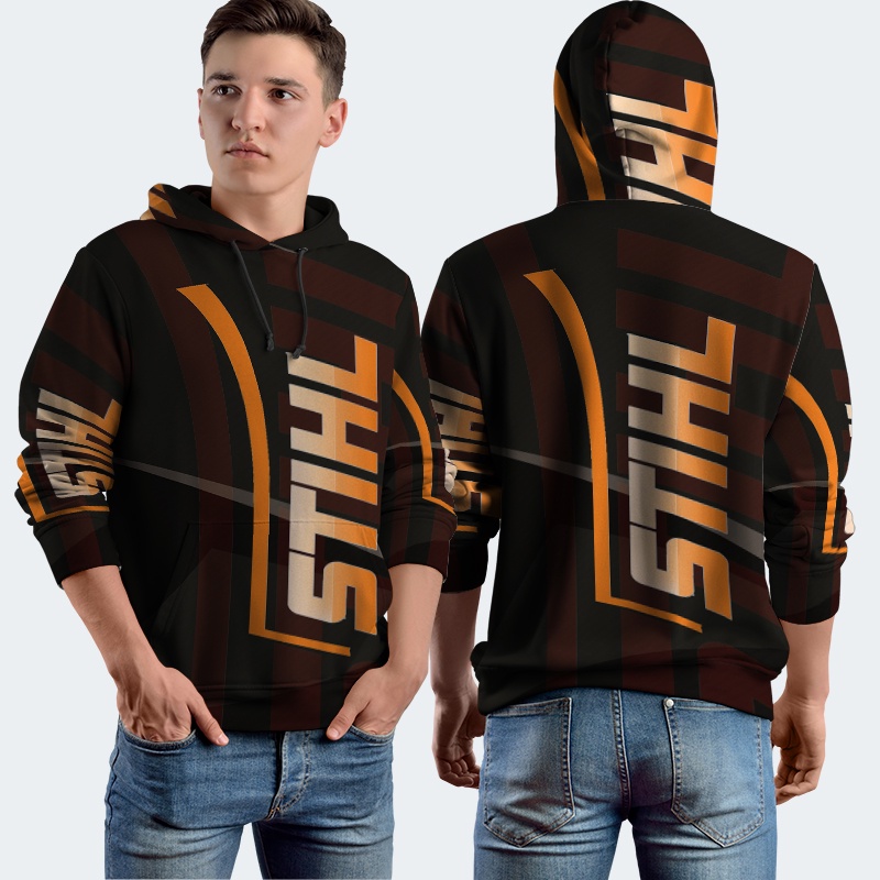 Jaket Hoodie Fullprint Andreas Stihl Bahan Polyester Jersey