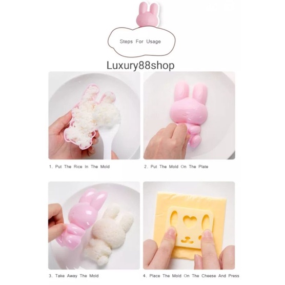 Cetakan Nasi Bento Bunny Set 3 in 1 Kecil Lucu