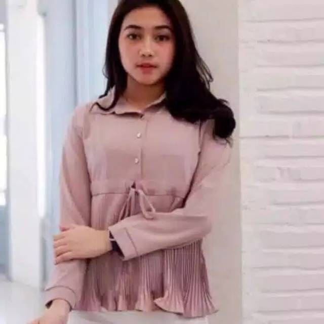 BLOUSE PLISKET KANCING TALI KERUT (BIG DISC)