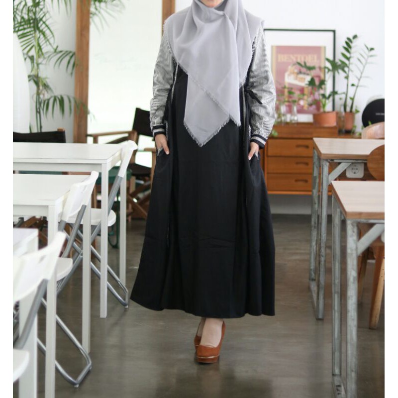 Gamis dewasa katun lorita hitam by SBA Boutique
