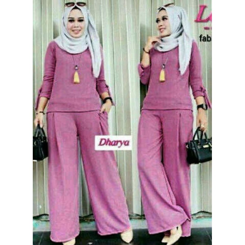 SETELAN LEVITA Pakaian Wanita Bepergian Cantik Casual Polos Terbaru