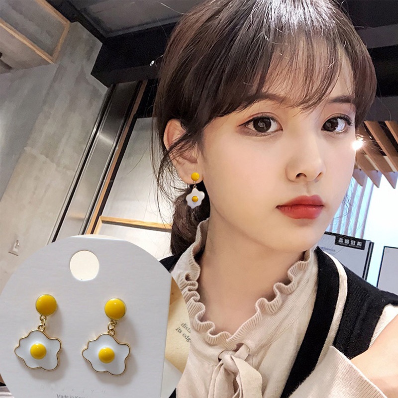 Anting Tusuk Gantung Temperament Bahan Sterling Silver 925 Desain Telur Rebus Untuk Wanita 2020