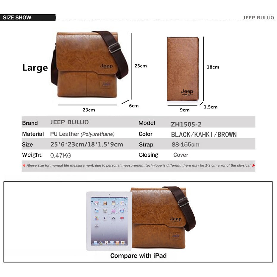 (KULIT ASLI) Tas Selempang + DOMPET / Messenger Bag Large Pria dengan Dompet - PI506 - Brown