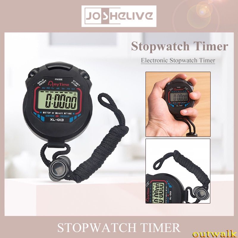 Classic Digital Professional Handheld LCD Chronograph Sports Stopwatch Timer Stop Watch with string OW