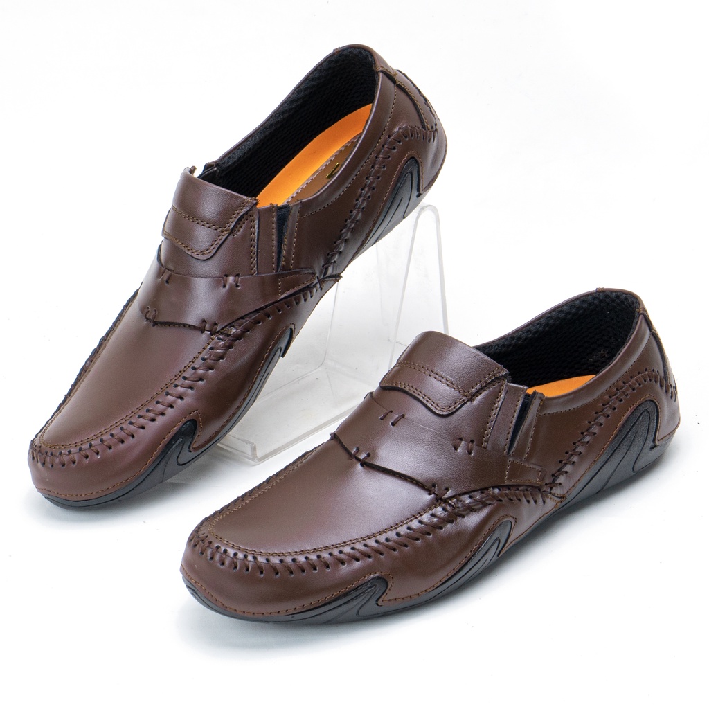 Sepatu Slip On Pria Casual Moralist Kulit Asli Semi Formal Kantor Gadant Mid Soless S.RCN 3031