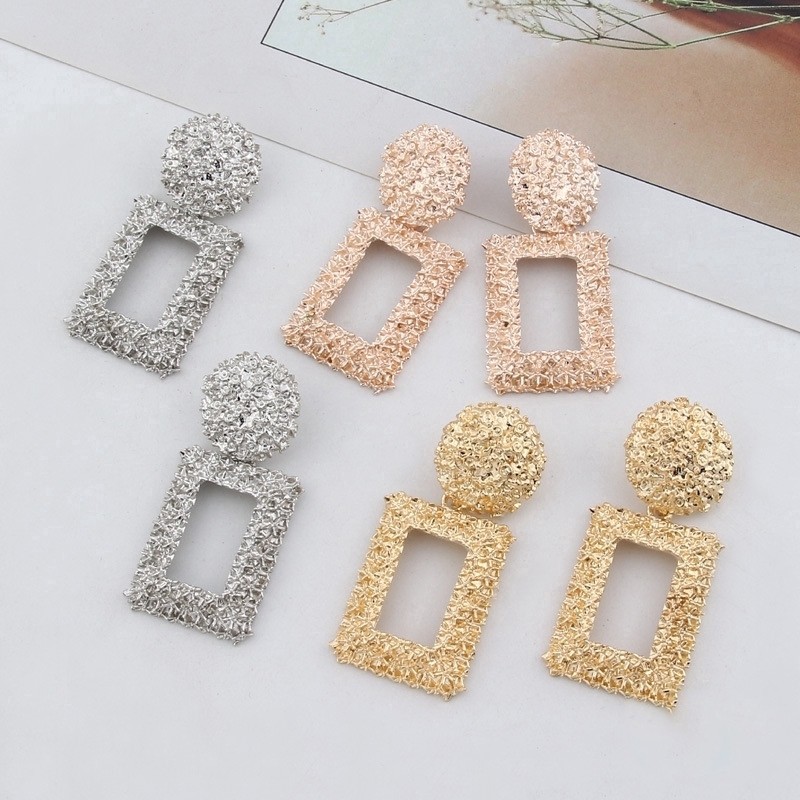 Anting Ala Korea Panjang Anting Trapesium Paduan Anting Aksesoris Fashion