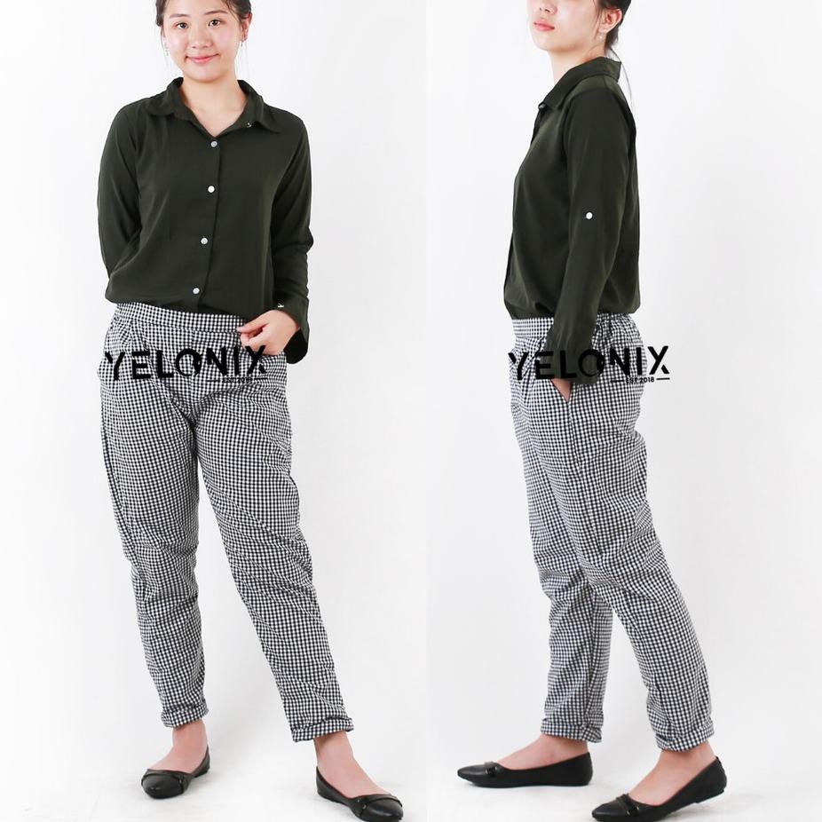 [PREMIUM] YELONIX - BOXY PANTS PREMIUM/ CELANA PENSIL TARTAN / CELANA BAGGY PANTS KOTAK / CELANA KOT