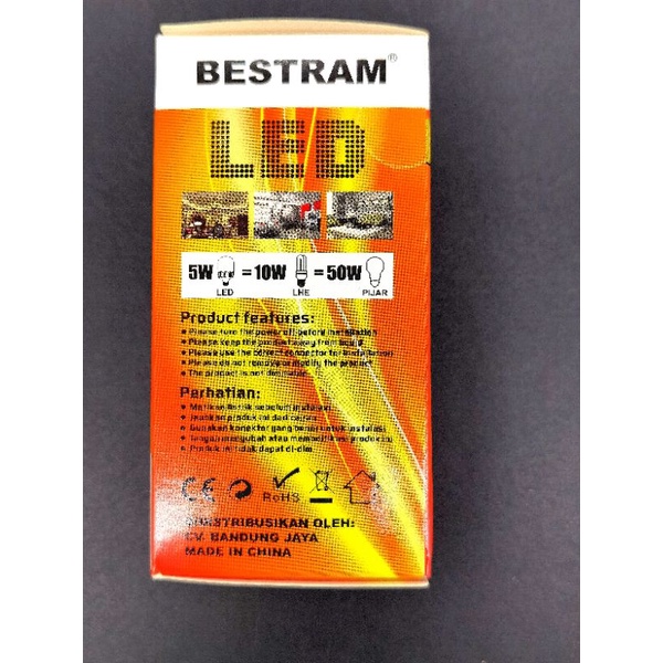 Lampu Led Bestram 5Watt,warna putuh 6500K,  Supermax Series model capsul