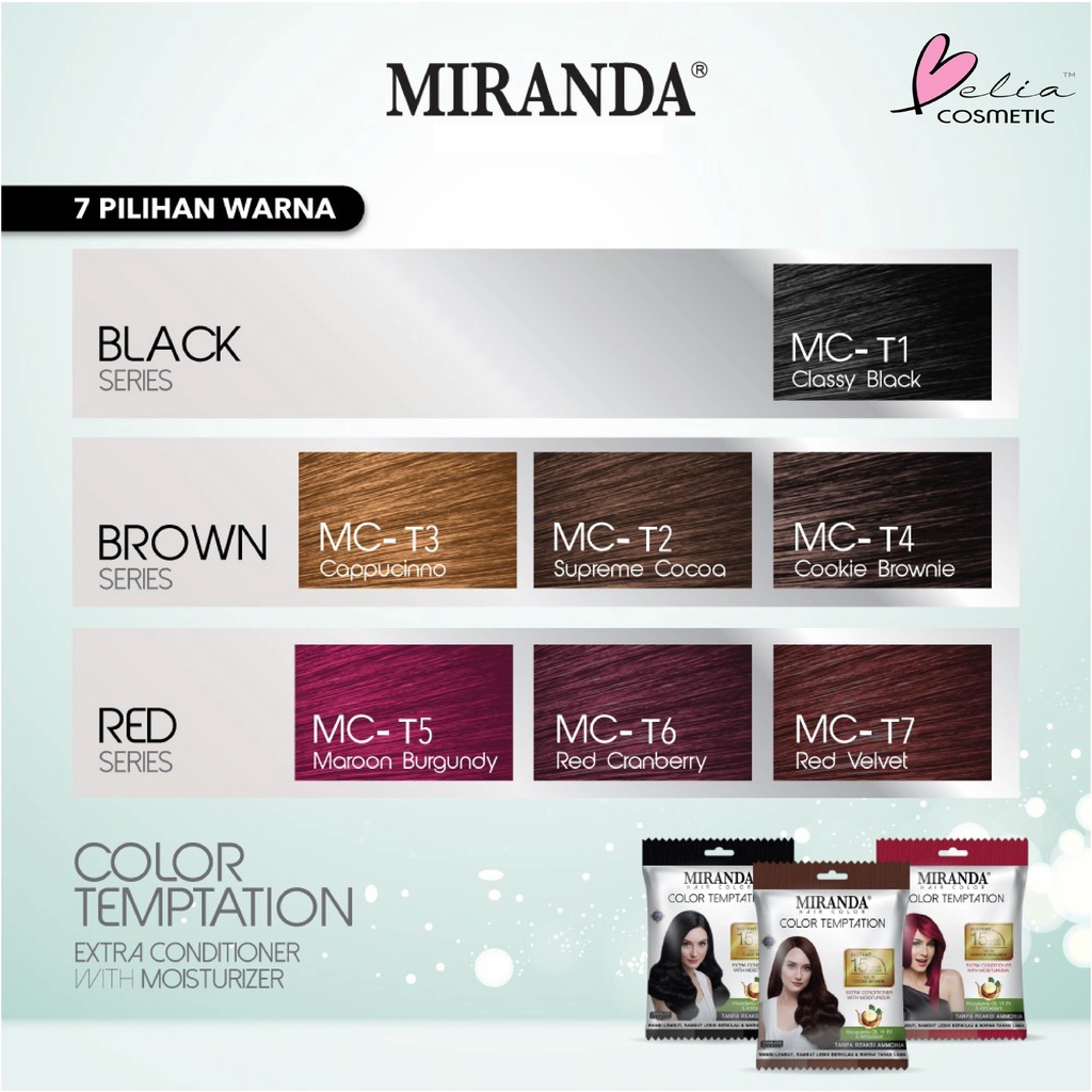 ❤ BELIA ❤ MIRANDA Hair Color Temptation 20ml BPOM | Cat Pewarna Rambut Sachet Instan 15 Menit Colour Cepat